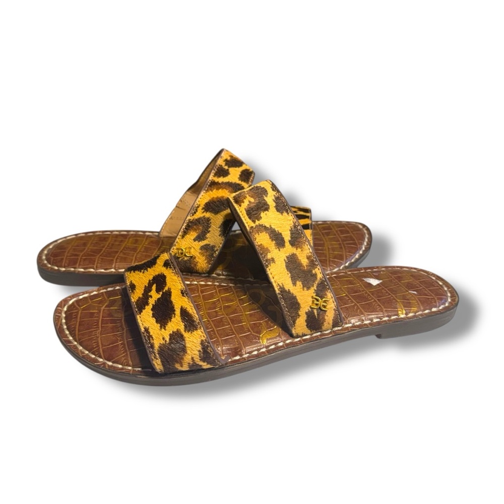 Sam Edelman Leopard Print Fur Texture Women's Sandals Slides